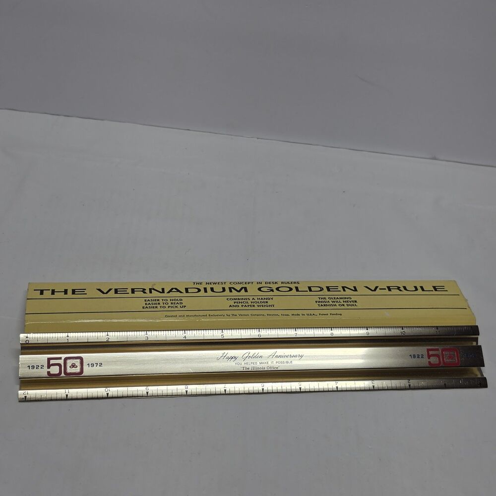 VTG 70s VERNADIUM GOLDEN V-RULE RULER 50 Years Anniversary State Farm Insurance